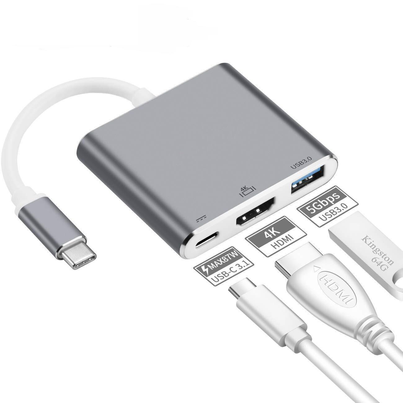 충전 USB C 3.1 HDMI 컨버터, 3 인 1 도킹 스테이션, 허브 스플리터, 고품질 컨버터, 신제품